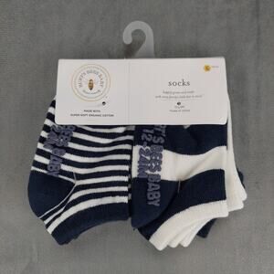 Burt's Bees Solid & Stripes Organic Cotton Unisex Baby Ankle Socks 6 Pack